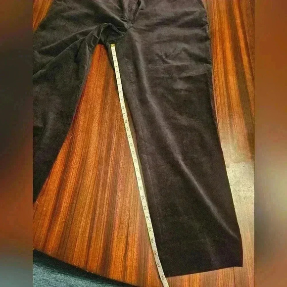 Talbots Hampshire Black Velveteen Flat Front Straight Leg Ankle Pants Plus 18W - Picture 11 of 15